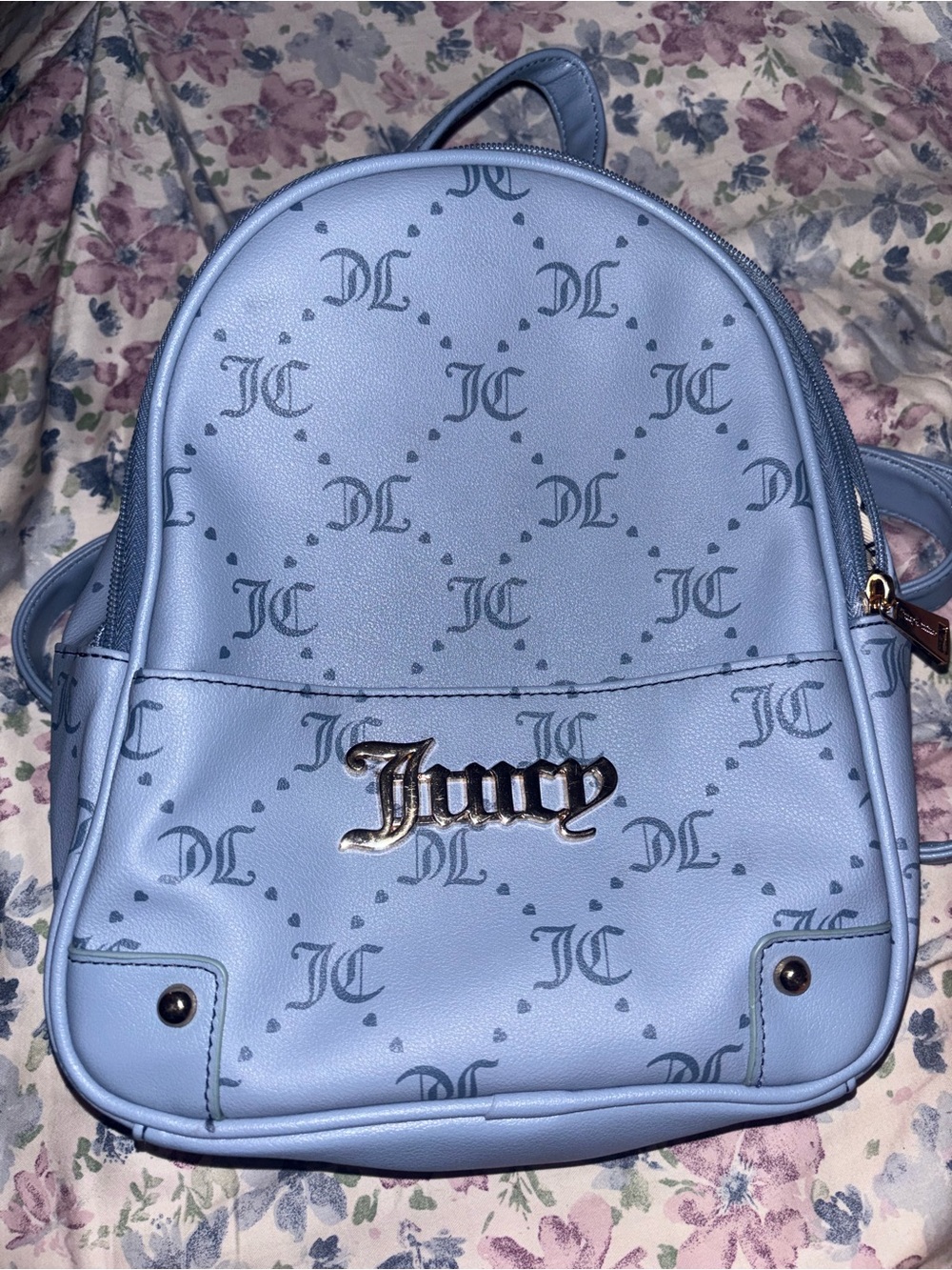 Juicy Couture Powder Blue Mini Backpack with Logo Plaque